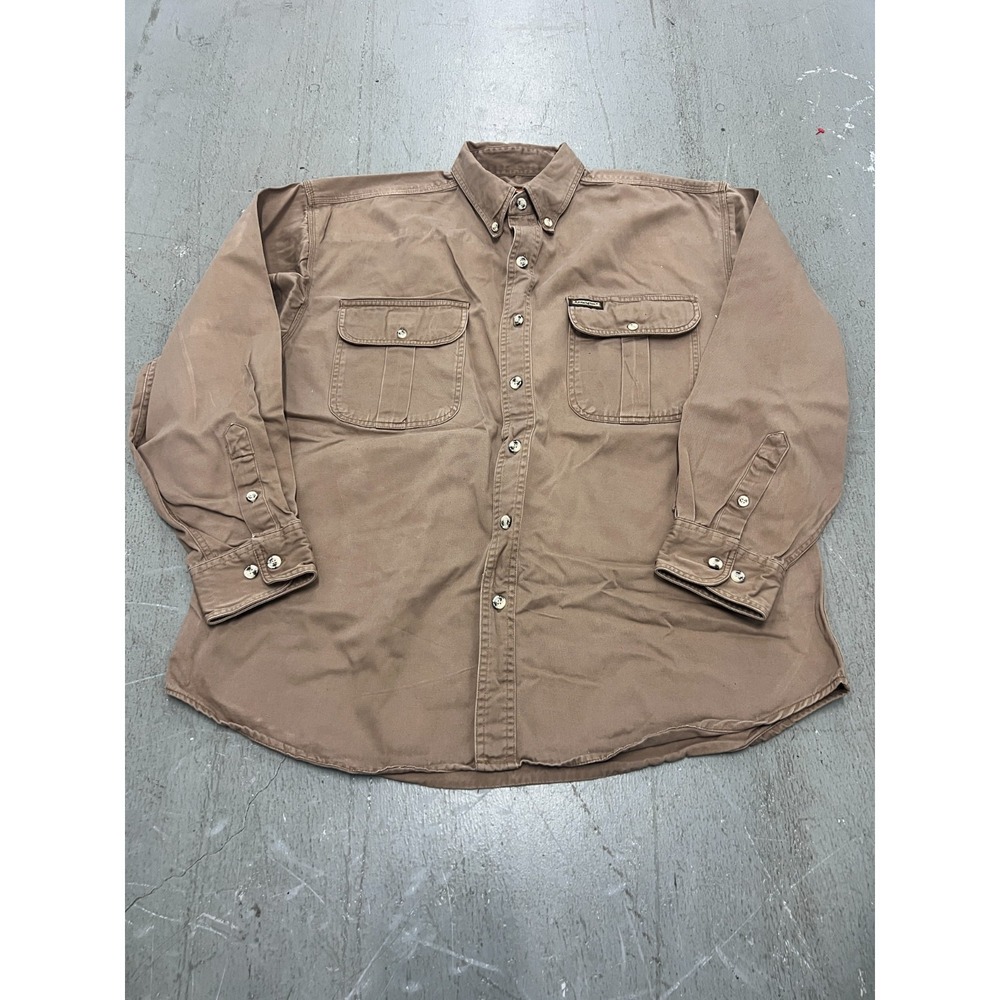 Vintage Remington‎ Shirt Mens XL 50" Chest Brown Button-Down Utility Workwear
